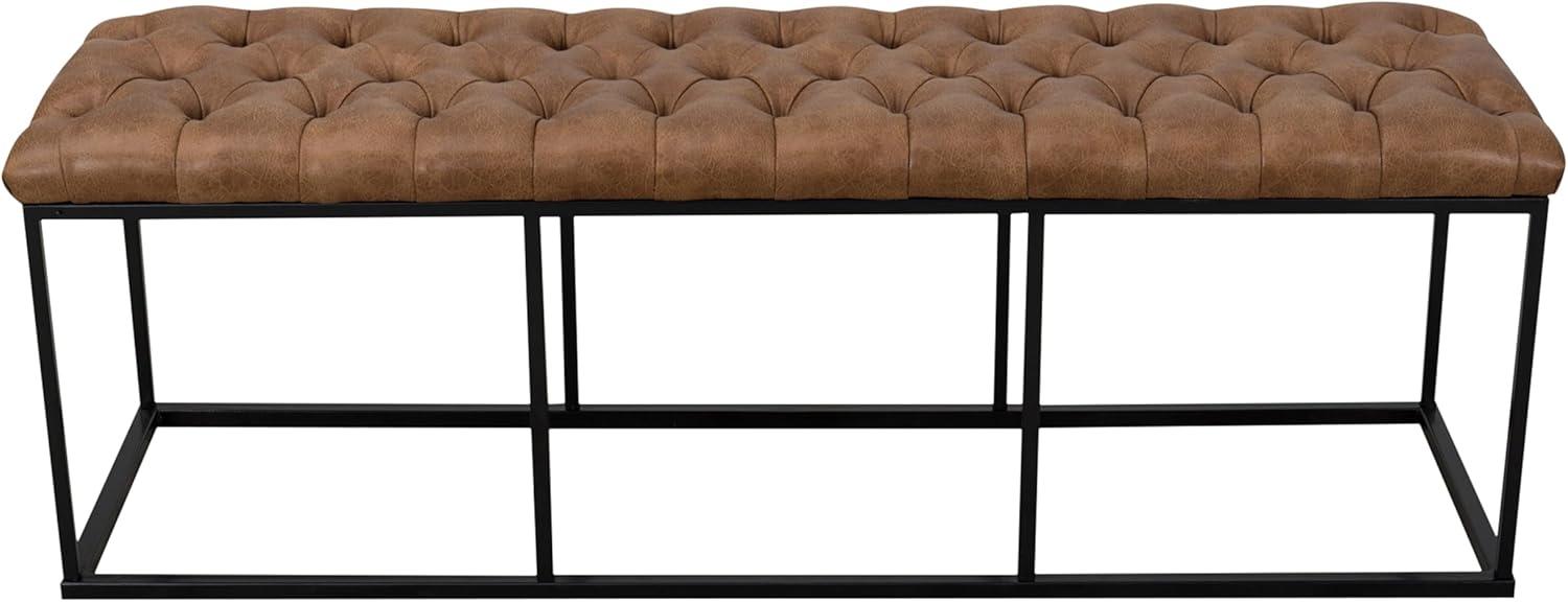 imageHomepop Decorative Small Square Black Metal Ottoman Ottoman Stool for Living Room amp Bedroom Decorative Home Furniture Pewter Gray Faux LeatherBrown