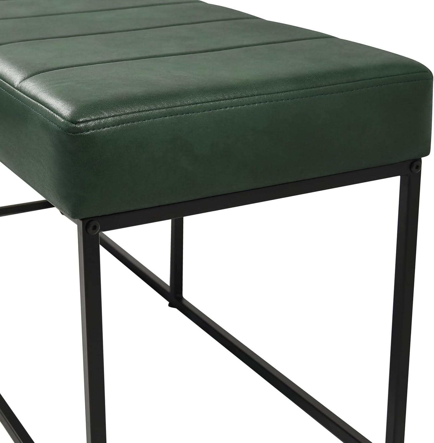 imageHomepop Decorative Small Square Black Metal Ottoman Ottoman Stool for Living Room amp Bedroom Decorative Home Furniture Pewter Gray Faux LeatherDeep Forest Green Faux Suede