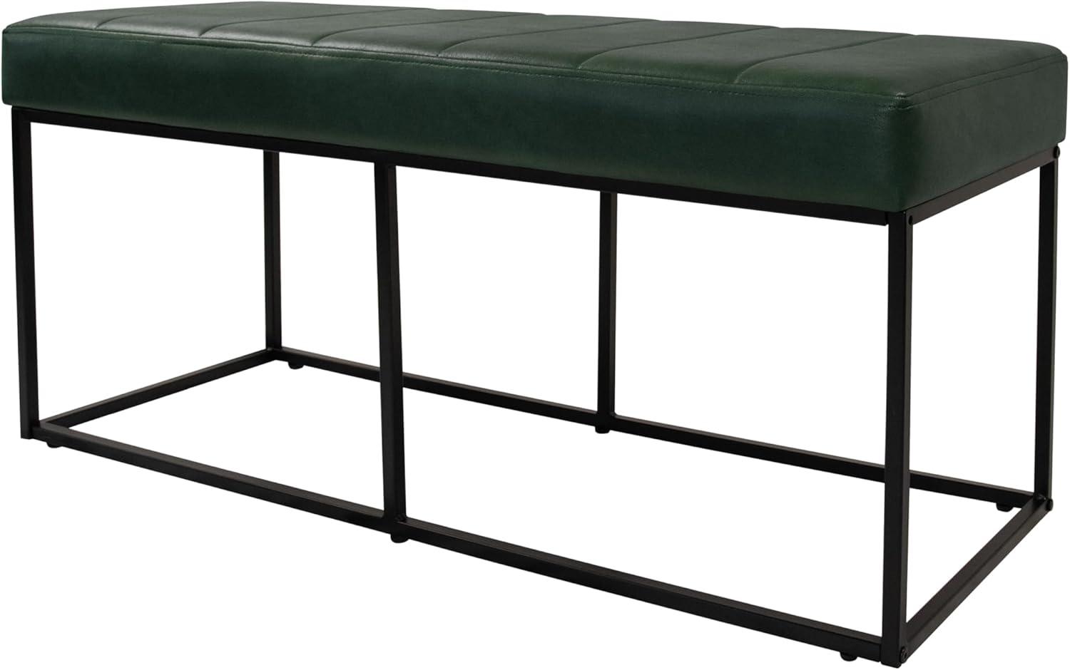imageHomepop Decorative Small Square Black Metal Ottoman Ottoman Stool for Living Room amp Bedroom Decorative Home Furniture Pewter Gray Faux LeatherDeep Forest Green Faux Suede