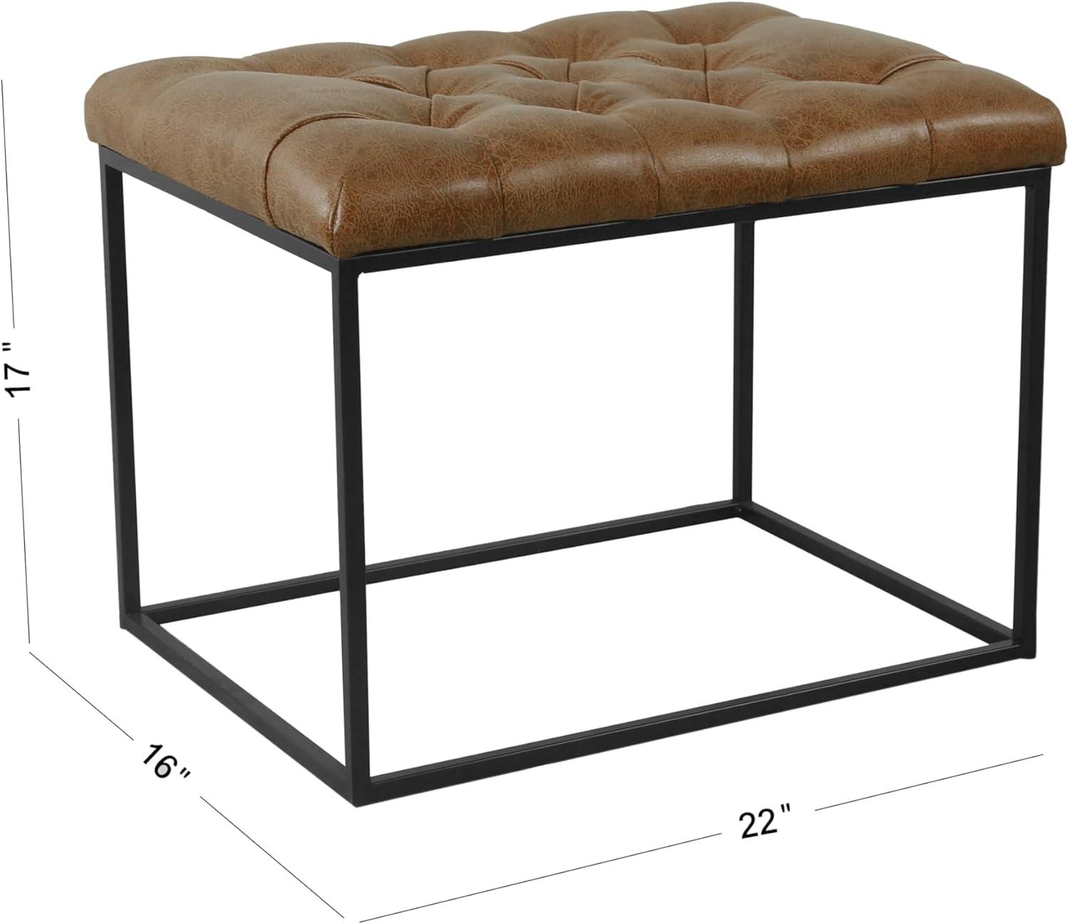 imageHomepop Decorative Small Square Black Metal Ottoman Ottoman Stool for Living Room amp Bedroom Decorative Home Furniture Pewter Gray Faux LeatherDistressed Brown Faux Leather