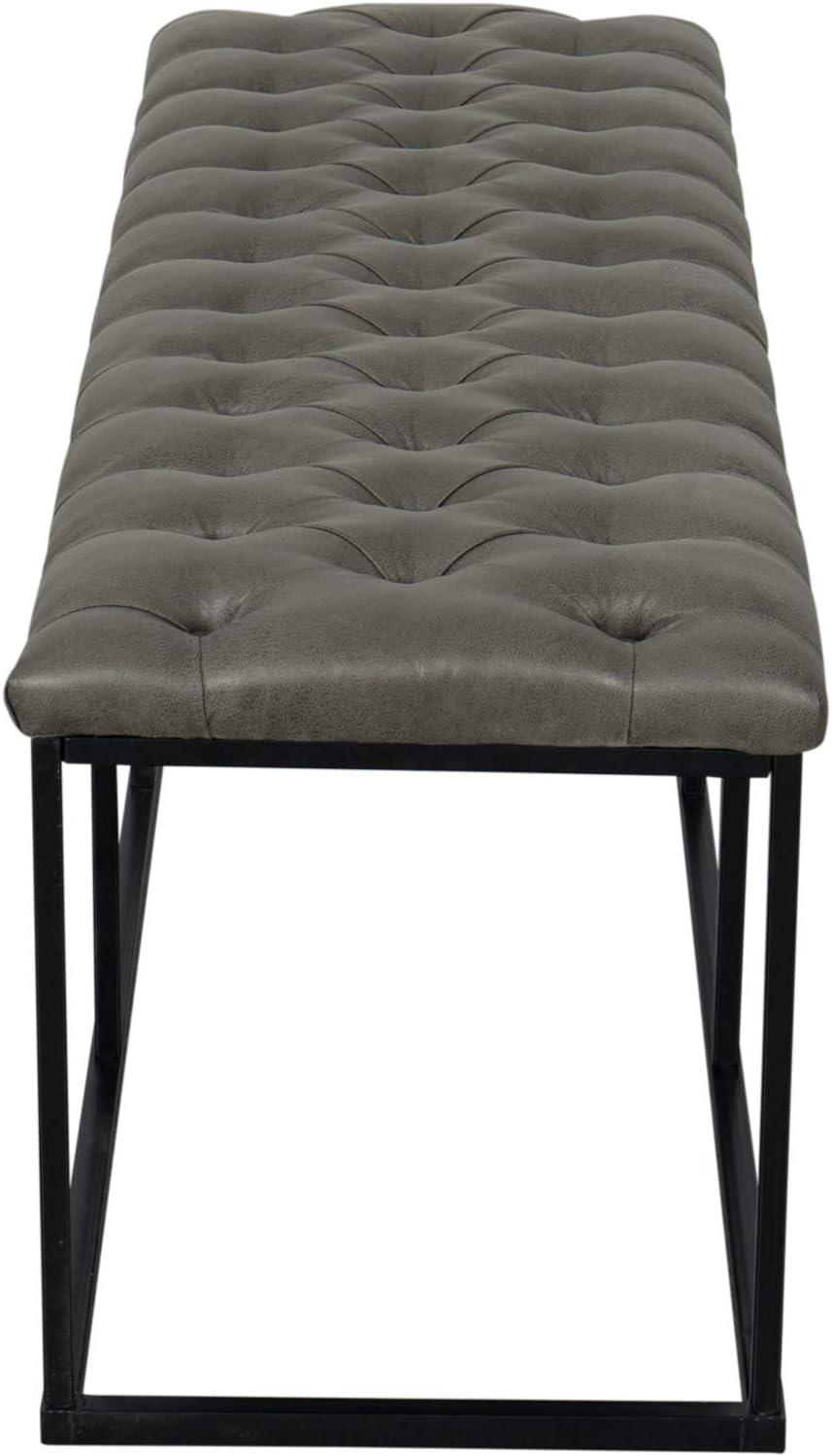 imageHomepop Decorative Small Square Black Metal Ottoman Ottoman Stool for Living Room amp Bedroom Decorative Home Furniture Pewter Gray Faux LeatherGrey