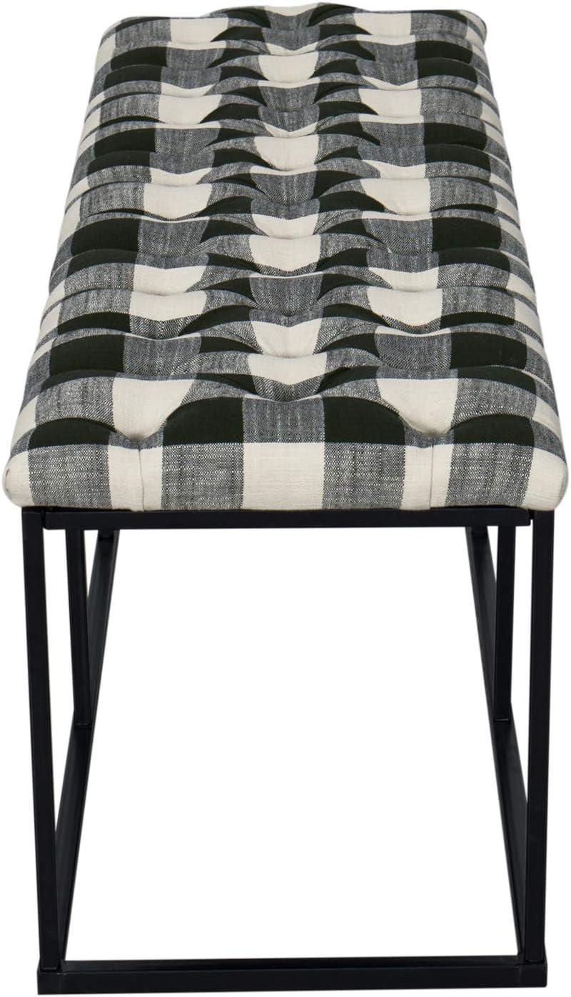 imageHomepop Decorative Small Square Gold Metal Ottoman Ottoman Stool for Living Room amp Bedroom Decorative Home Furniture Brown Faux LeatherBlack and White Plaid