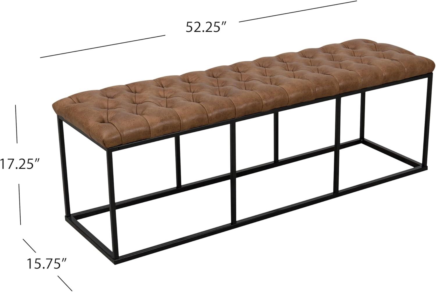 imageHomepop Decorative Small Square Gold Metal Ottoman Ottoman Stool for Living Room amp Bedroom Decorative Home Furniture Brown Faux LeatherBrown
