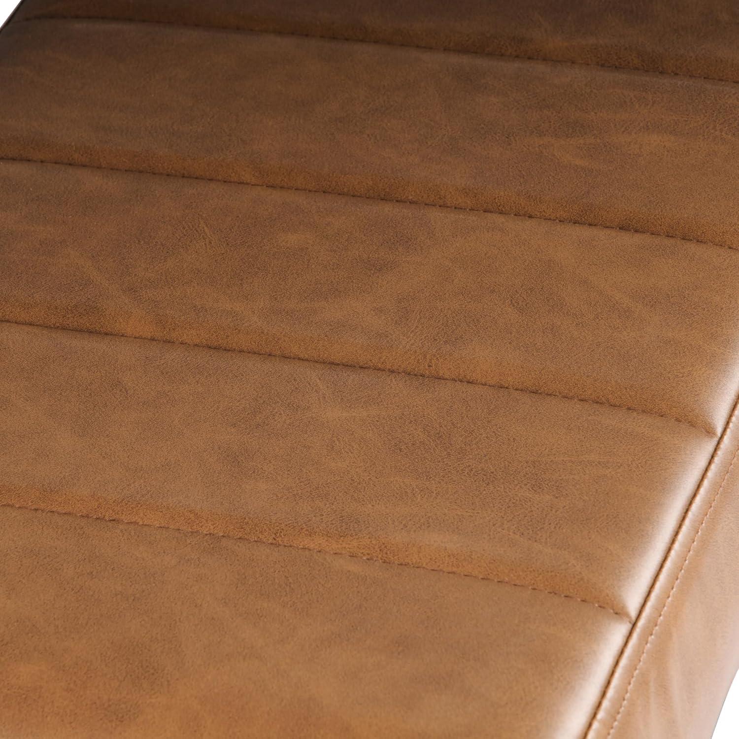 imageHomepop Decorative Small Square Gold Metal Ottoman Ottoman Stool for Living Room amp Bedroom Decorative Home Furniture Brown Faux LeatherCarmel Faux Leather