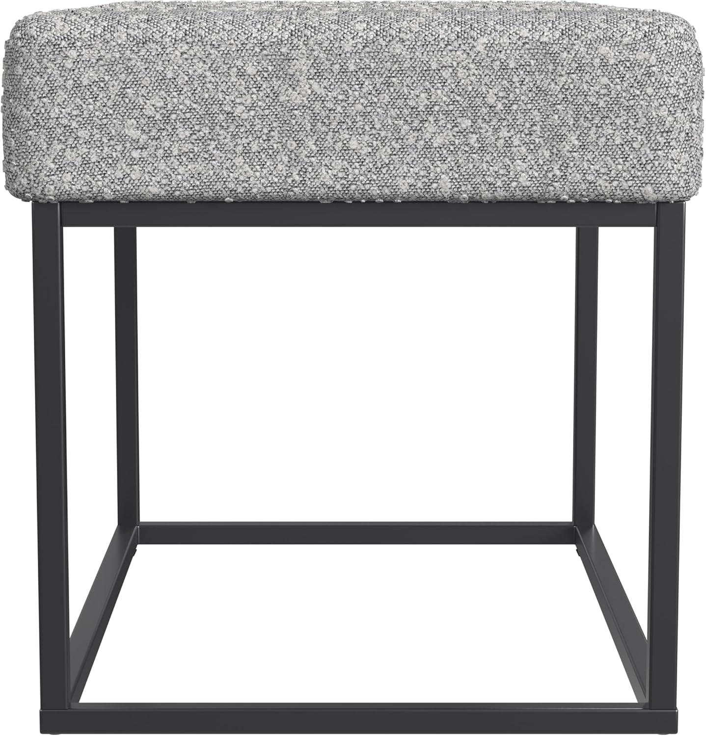 imageHomepop Decorative Small Square Gold Metal Ottoman Ottoman Stool for Living Room amp Bedroom Decorative Home Furniture Brown Faux LeatherCream Boucle With Gray Yarns