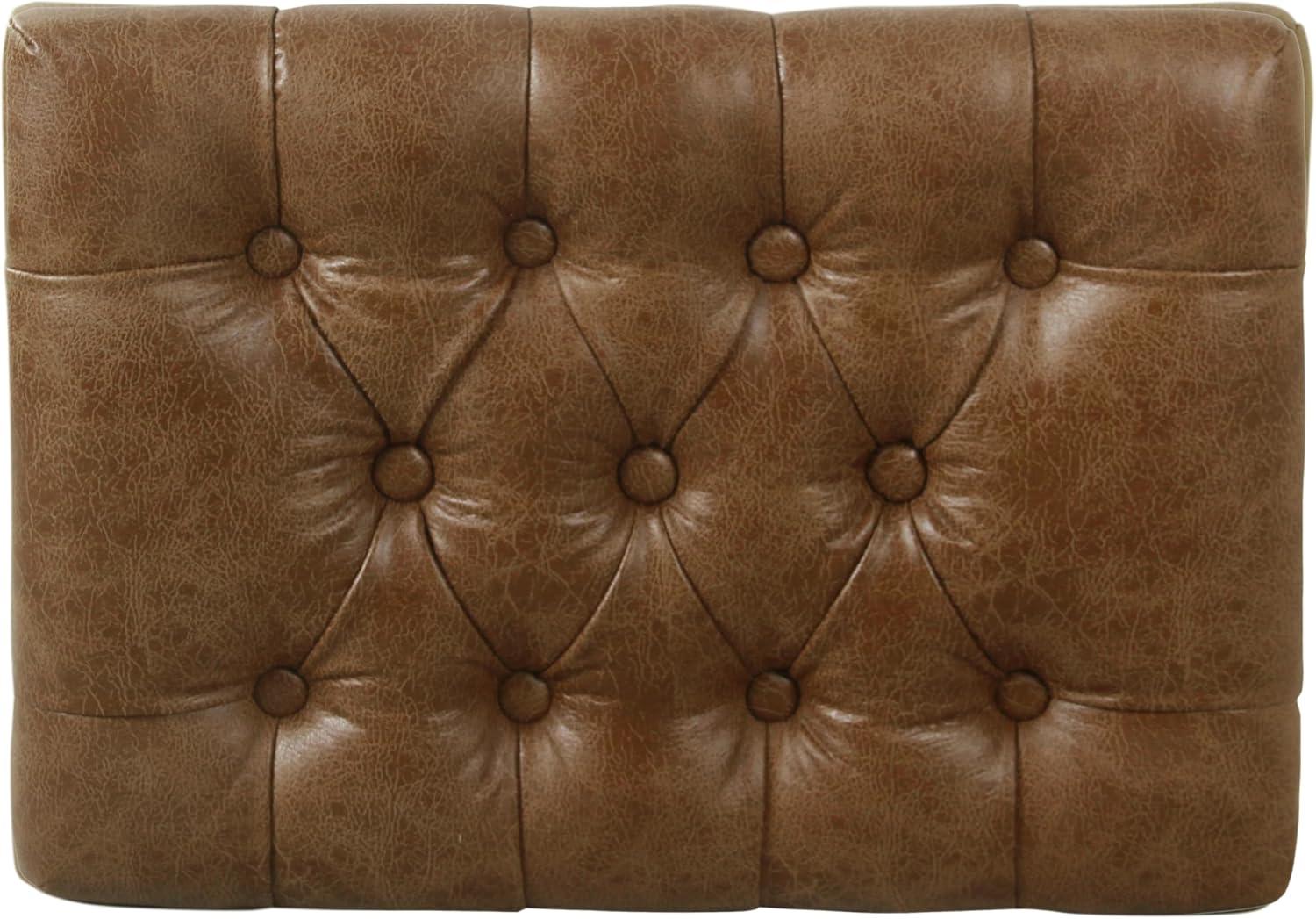 imageHomepop Decorative Small Square Gold Metal Ottoman Ottoman Stool for Living Room amp Bedroom Decorative Home Furniture Brown Faux LeatherDistressed Brown Faux Leather