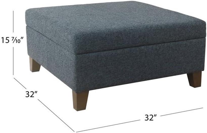 imageHomepop Home Decor Luxury Square 32 Storage Ottoman with Lift Off Lid Ottoman with Storage for Living Room amp Bedroom Navy