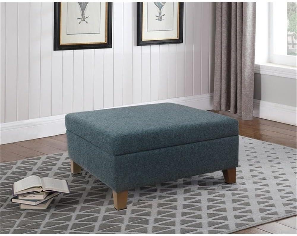 imageHomepop Home Decor Luxury Square 32 Storage Ottoman with Lift Off Lid Ottoman with Storage for Living Room amp Bedroom Navy