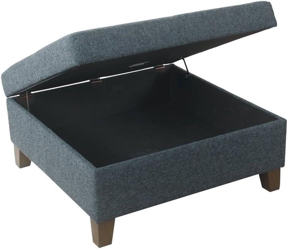imageHomepop Home Decor Luxury Square 32 Storage Ottoman with Lift Off Lid Ottoman with Storage for Living Room amp Bedroom Navy