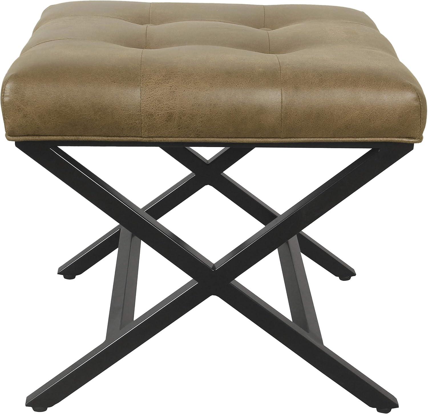 imageHomepop Home Decor Modern Square Ottoman with Metal X Base Ottoman for Living Room amp Bedroom Decorative Home Furniture Black and White StripeWipe With Dry Cloth