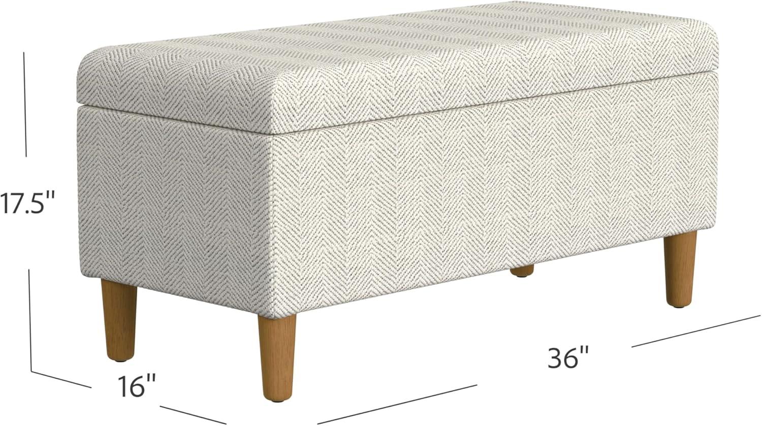 imageHomepop Home Decor Tufted Ainsley Button Storage Ottoman Bench with Hinged Lid Ottoman Bench with Storage for Living Room amp Bedroom Brown 18x40x18 inchesCream Chevron Woven