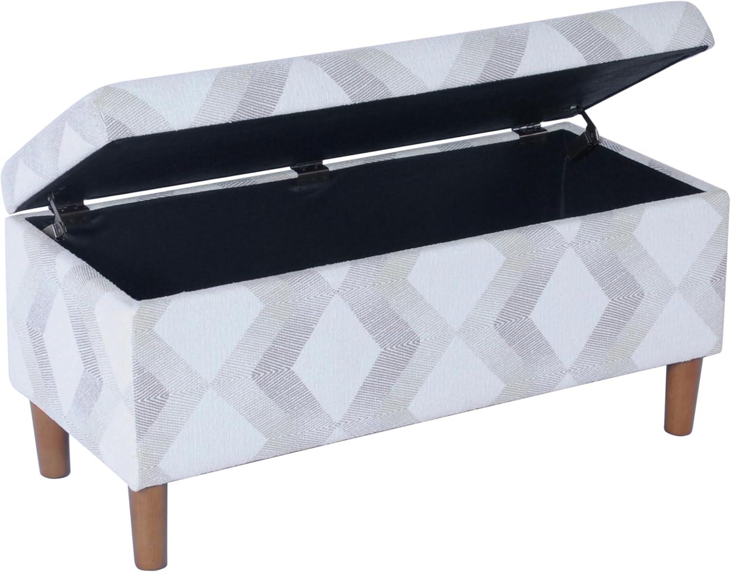 imageHomepop Home Decor Tufted Ainsley Button Storage Ottoman Bench with Hinged Lid Ottoman Bench with Storage for Living Room amp Bedroom Brown 18x40x18 inchesNatural Woven Geo
