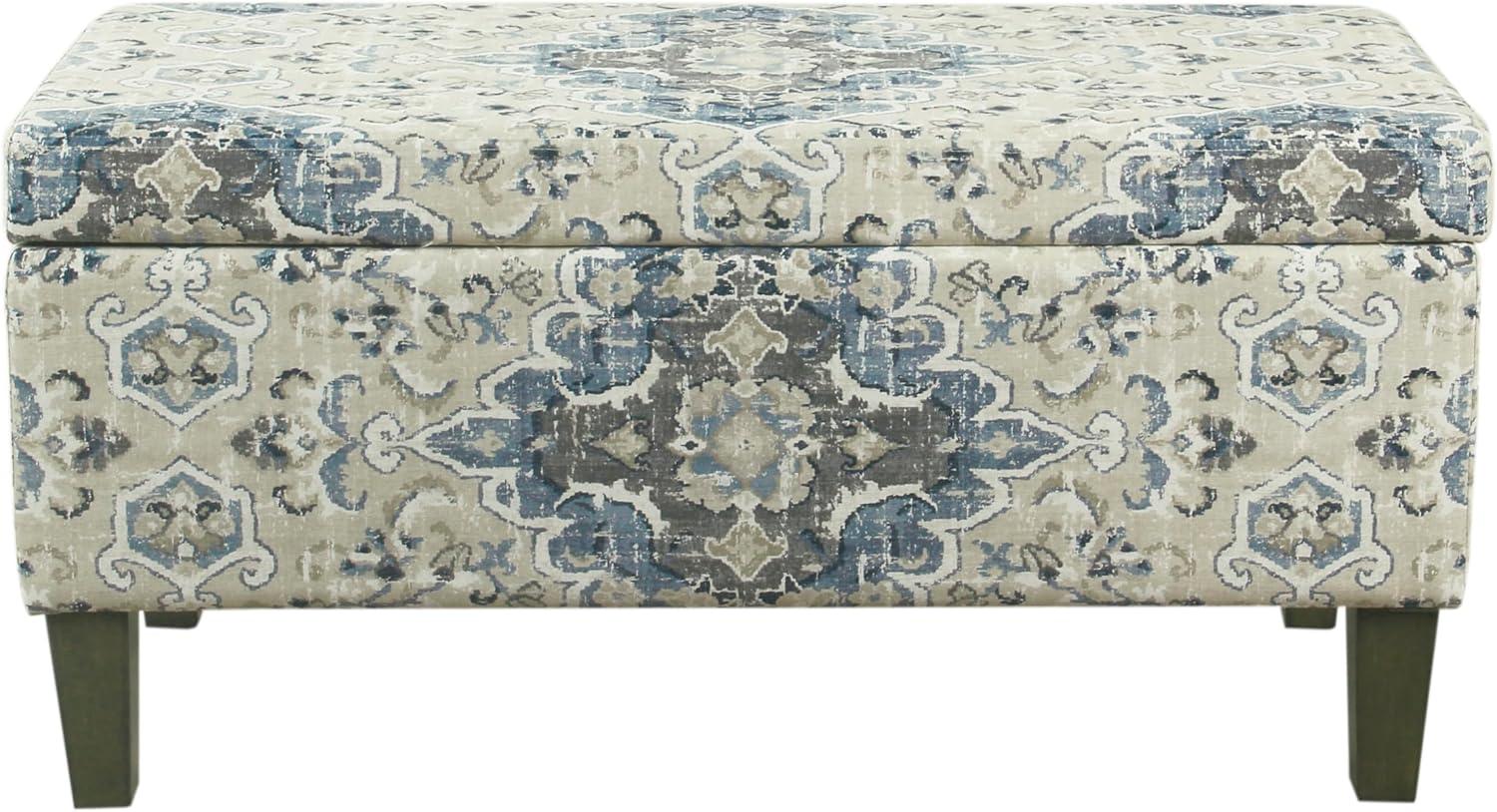 imageHomepop Home Decor Tufted Ainsley Button Storage Ottoman Bench with Hinged Lid Ottoman Bench with Storage for Living Room amp Bedroom Brown 18x40x18 inchesAntiqued Blue