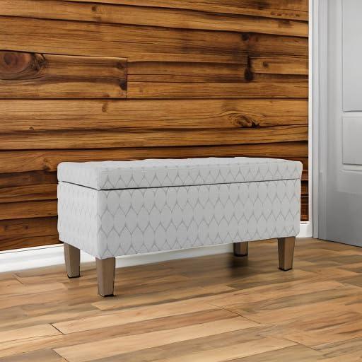 imageHomepop Home Decor Tufted Ainsley Button Storage Ottoman Bench with Hinged Lid Ottoman Bench with Storage for Living Room amp Bedroom Brown 18x40x18 inchesGray and Brown