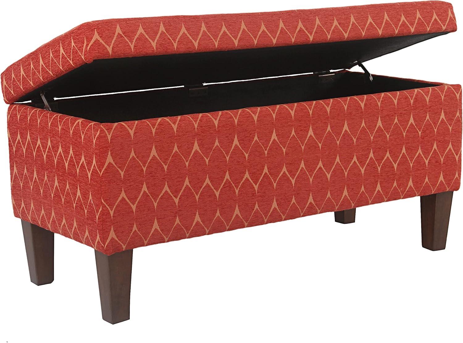 imageHomepop Home Decor Tufted Ainsley Button Storage Ottoman Bench with Hinged Lid Ottoman Bench with Storage for Living Room amp Bedroom Brown 18x40x18 inchesOrange and Brown