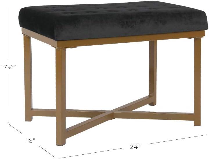 imageHomepop Home Decor Upholstered Tufted Velvet Ottoman Bench Ottoman Bench for Living Room amp Bedroom SilverBlack