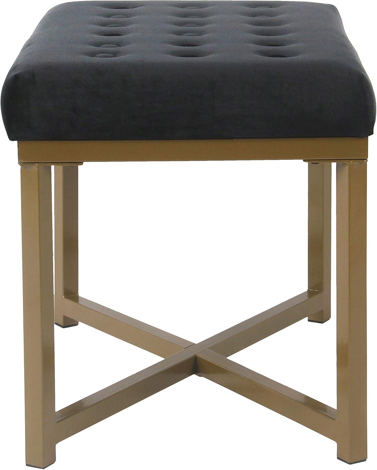 imageHomepop Home Decor Upholstered Tufted Velvet Ottoman Bench Ottoman Bench for Living Room amp Bedroom SilverBlack