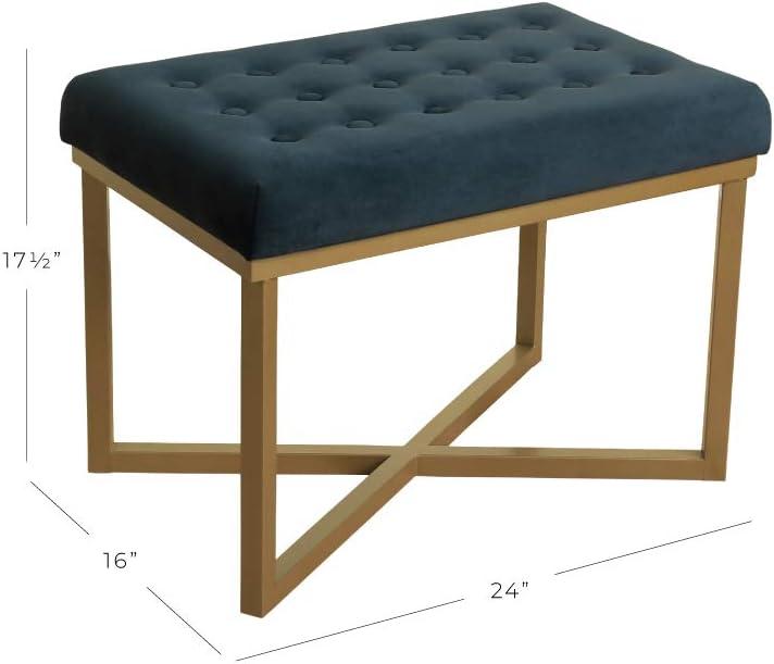 imageHomepop Home Decor Upholstered Tufted Velvet Ottoman Bench Ottoman Bench for Living Room amp Bedroom SilverBlue