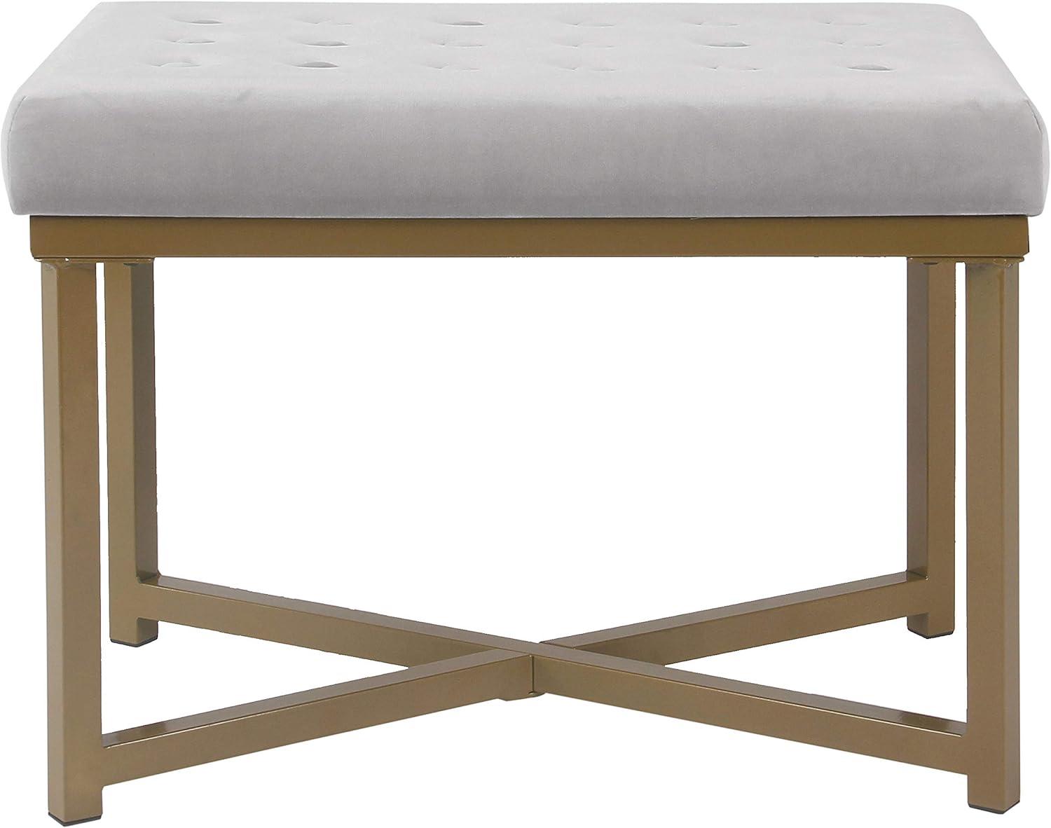 imageHomepop Home Decor Upholstered Tufted Velvet Ottoman Bench Ottoman Bench for Living Room amp Bedroom SilverSilver