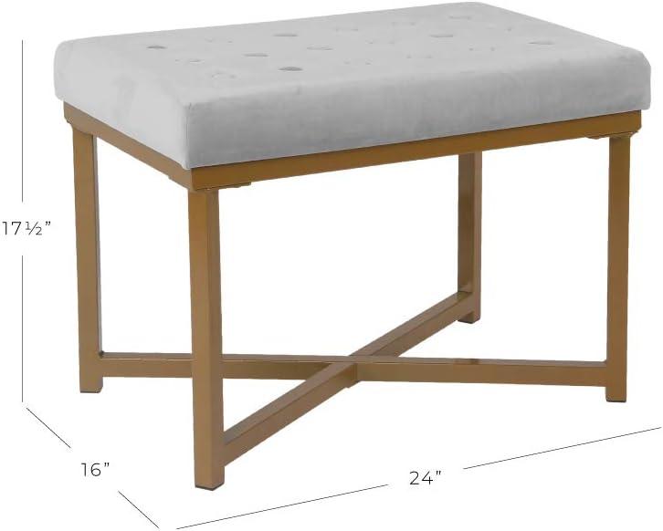 imageHomepop Home Decor Upholstered Tufted Velvet Ottoman Bench Ottoman Bench for Living Room amp Bedroom SilverSilver