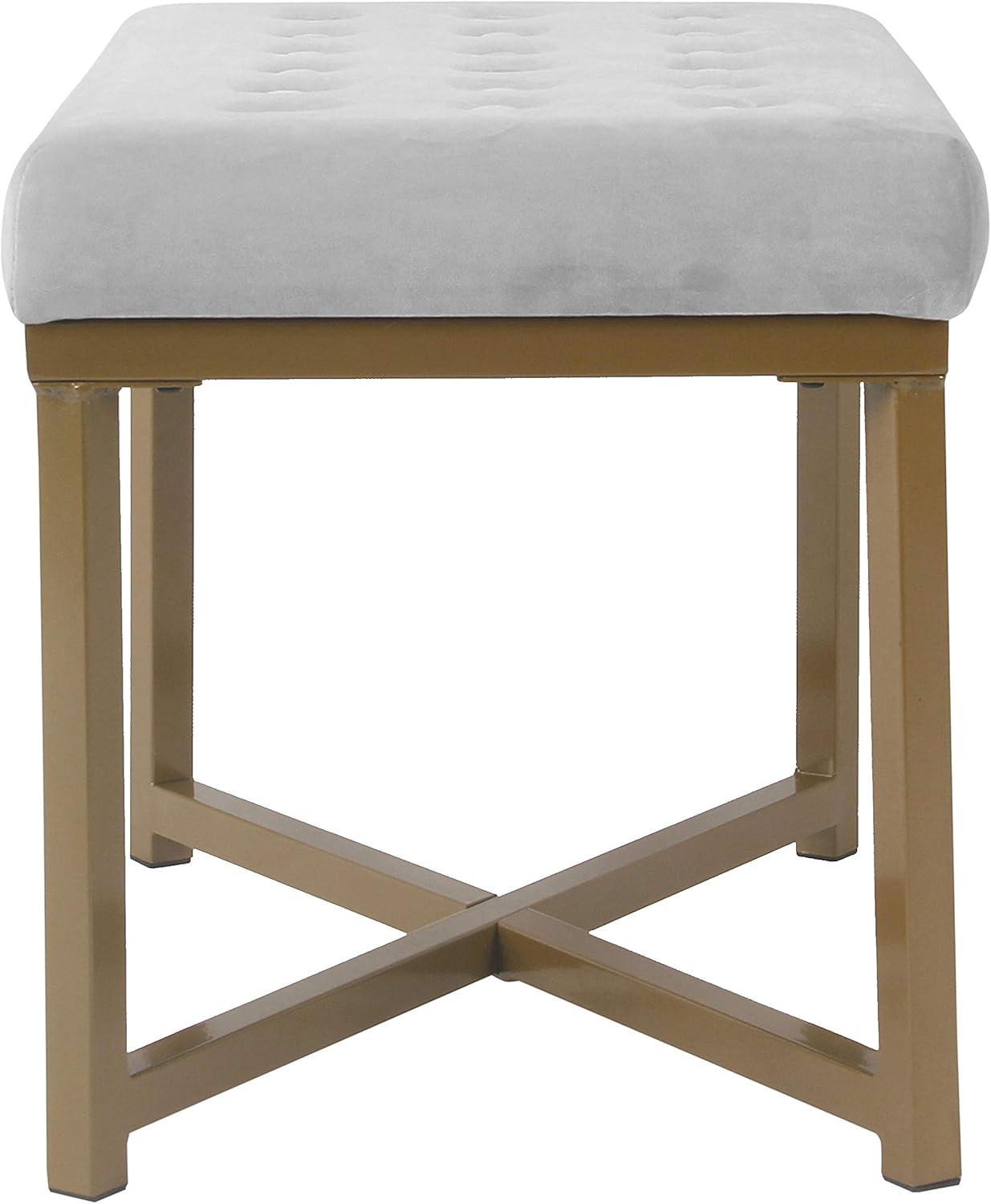 imageHomepop Home Decor Upholstered Tufted Velvet Ottoman Bench Ottoman Bench for Living Room amp Bedroom SilverSilver