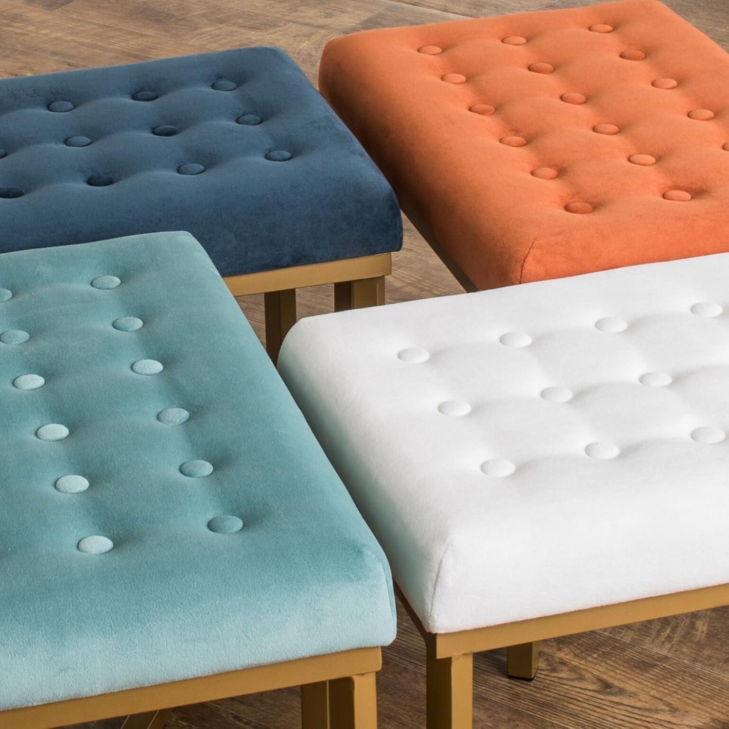 imageHomepop Home Decor Upholstered Tufted Velvet Ottoman Bench Ottoman Bench for Living Room amp Bedroom White 24 inches wide x 16 inches deep