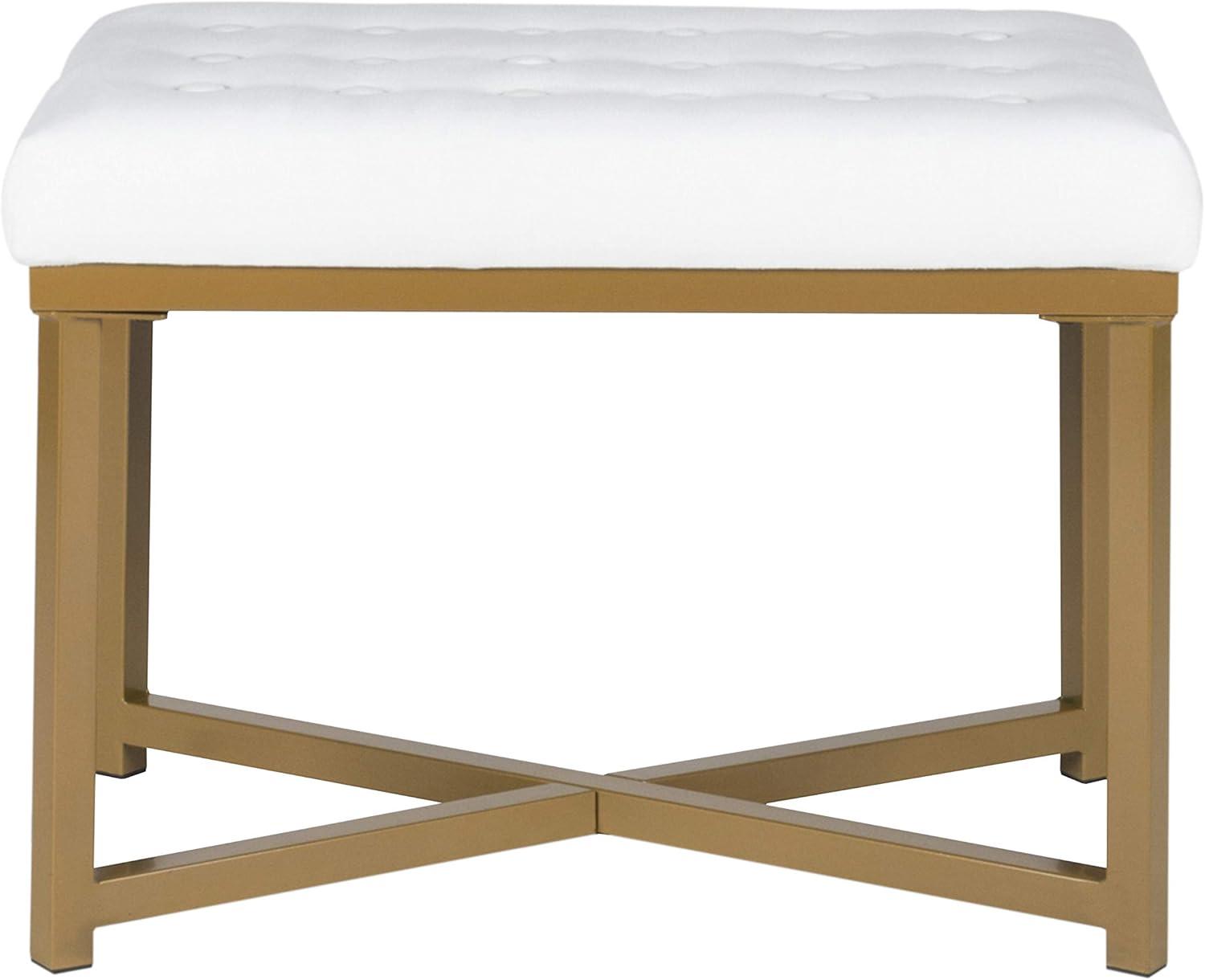 imageHomepop Home Decor Upholstered Tufted Velvet Ottoman Bench Ottoman Bench for Living Room amp Bedroom White 24 inches wide x 16 inches deep