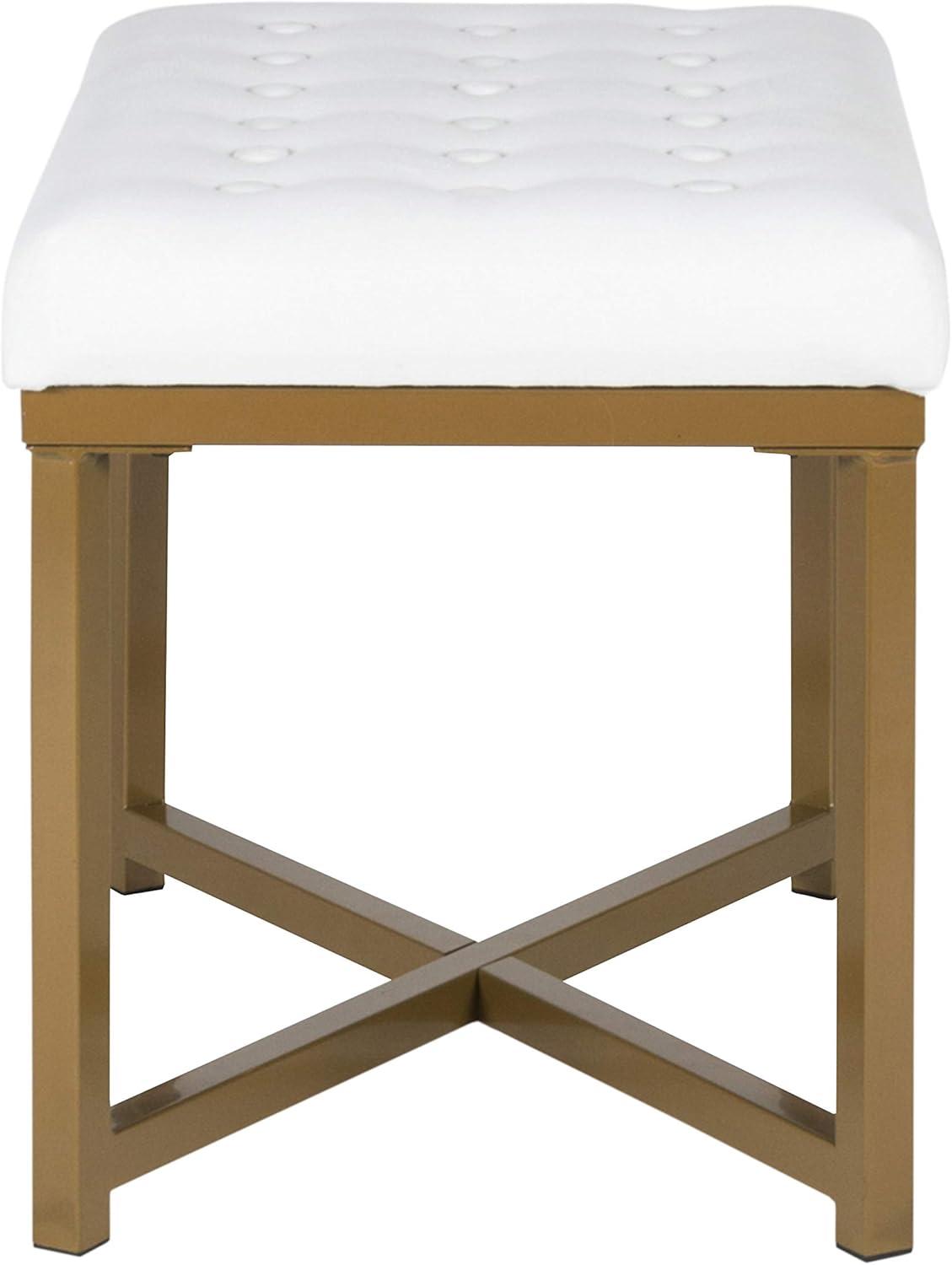 imageHomepop Home Decor Upholstered Tufted Velvet Ottoman Bench Ottoman Bench for Living Room amp Bedroom White 24 inches wide x 16 inches deep