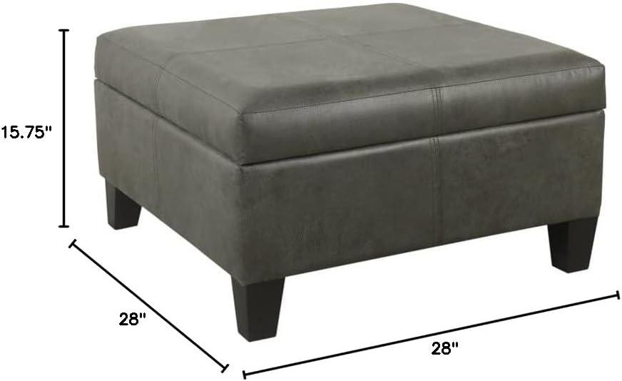 imageHomepop Home Decor K2380E903 Luxury Large Faux Leather Square Storage Ottoman Ottoman with Storage for Living Room amp Bedroom Gray