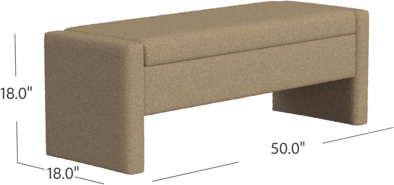 imageSpatial Order Copenhagen Modern Storage Bench Spatial Order Home DcorBench with Storage for Living Room amp Bedroom Fawn VelvetBrown Boucle