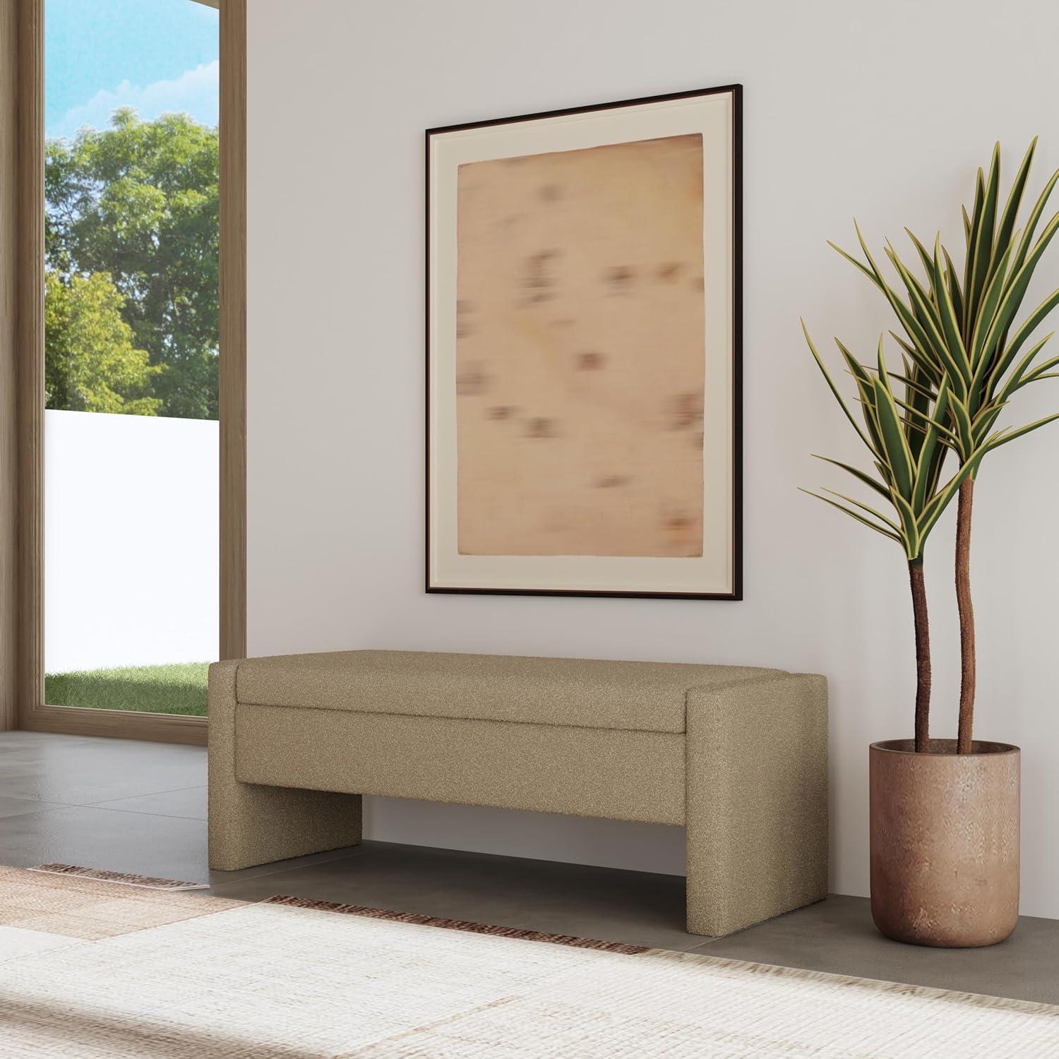 imageSpatial Order Copenhagen Modern Storage Bench Spatial Order Home DcorBench with Storage for Living Room amp Bedroom Fawn VelvetBrown Boucle