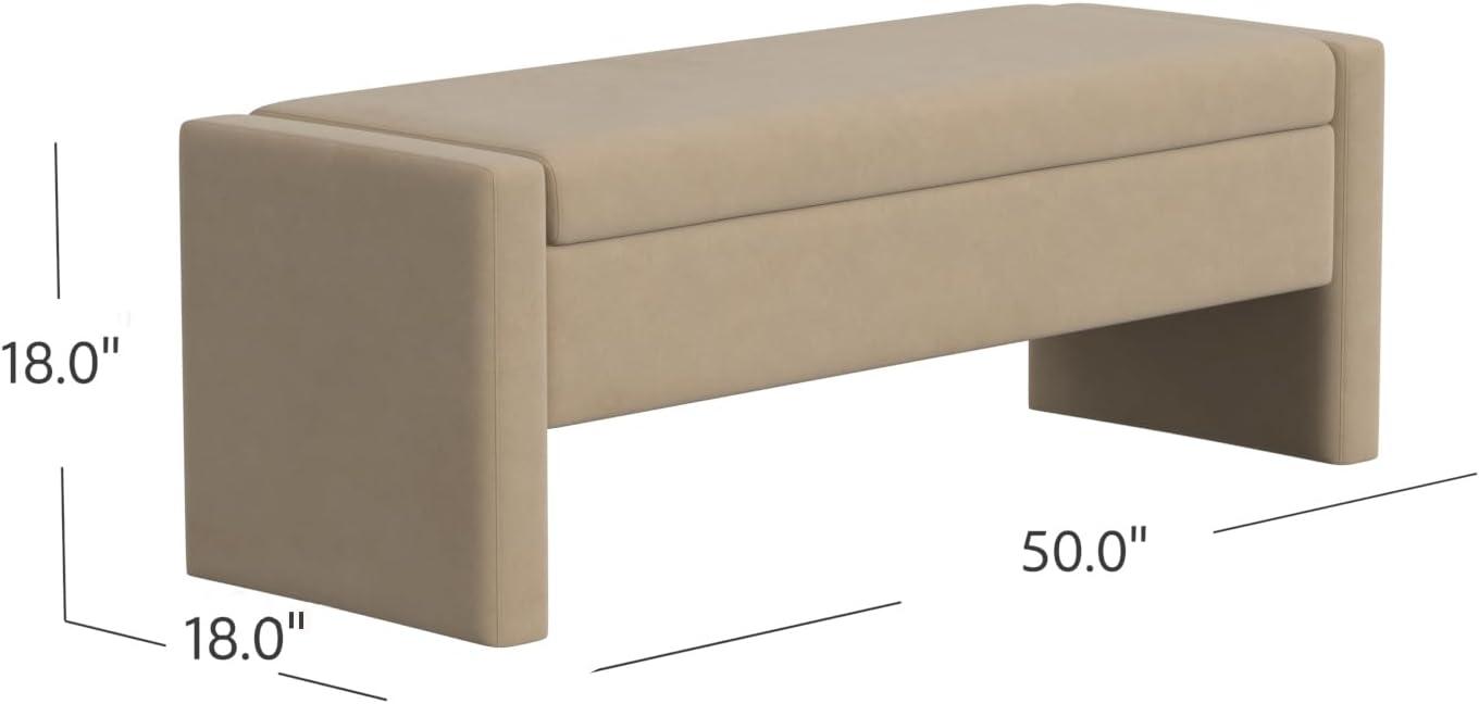 imageSpatial Order Copenhagen Modern Storage Bench Spatial Order Home DcorBench with Storage for Living Room amp Bedroom Fawn VelvetFawn Velvet