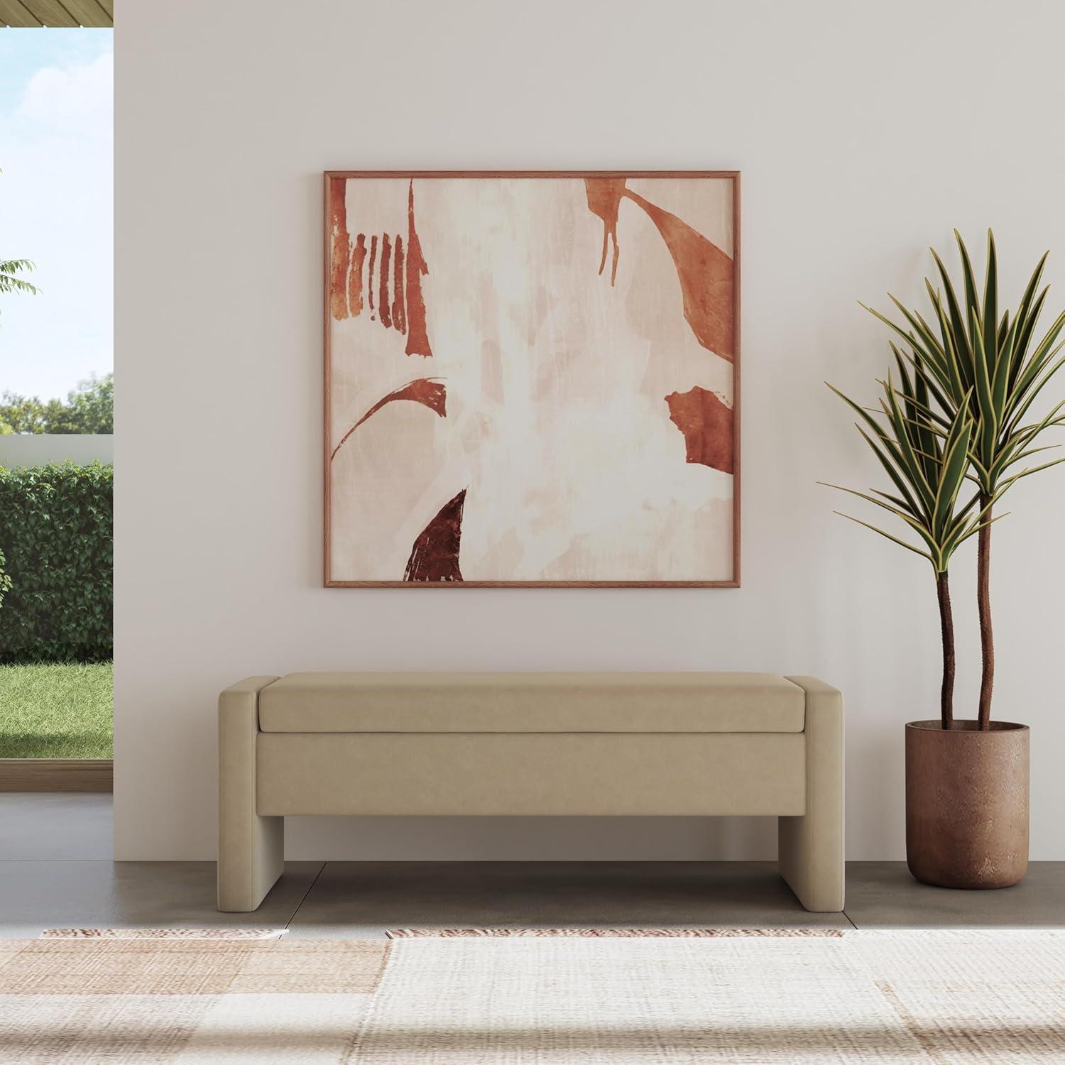 imageSpatial Order Copenhagen Modern Storage Bench Spatial Order Home DcorBench with Storage for Living Room amp Bedroom Fawn VelvetFawn Velvet
