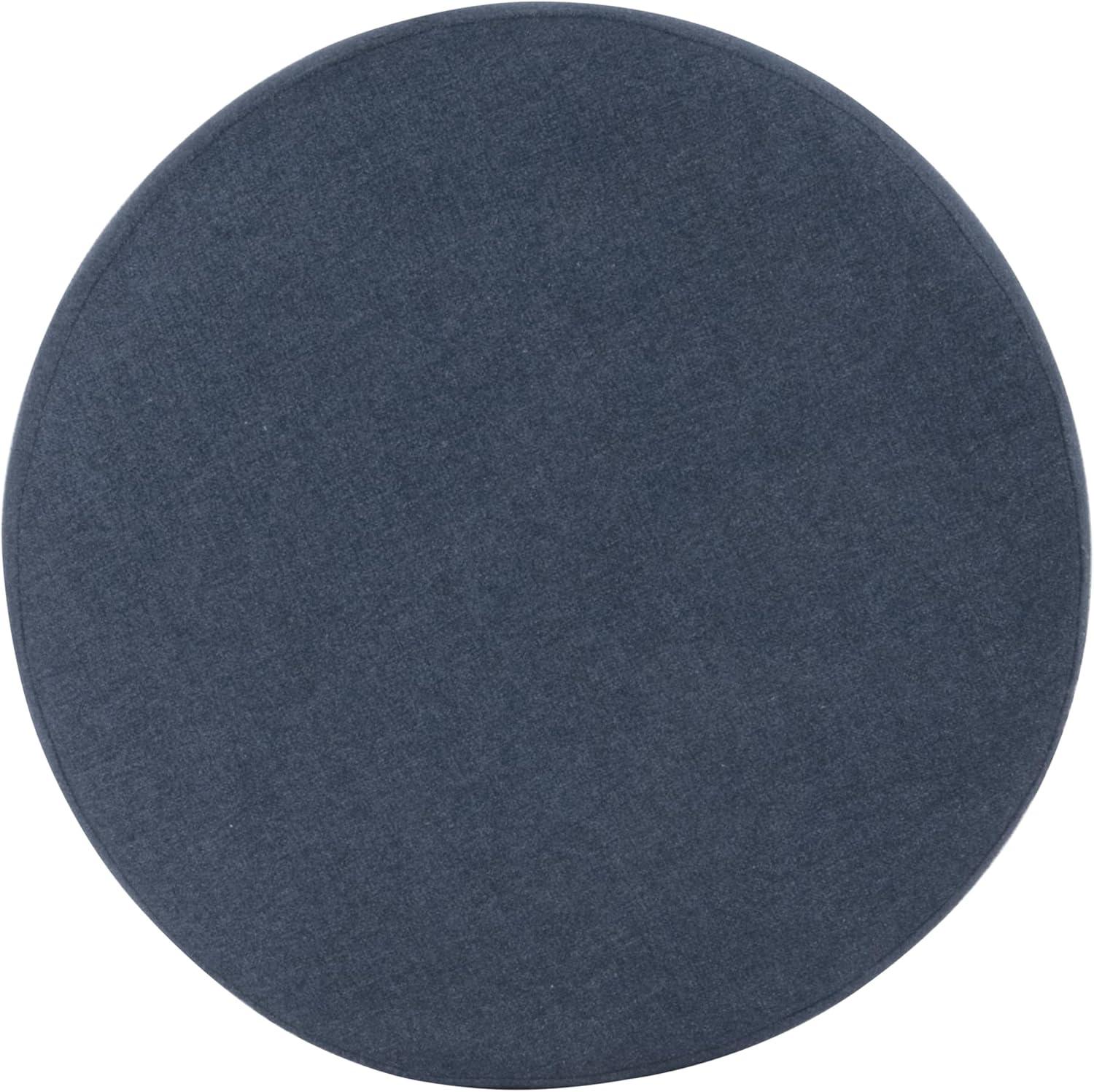 imageSpatial Order Faux Leather Ottoman with Wooden Base 22 Round Upholstered Footrest Sand Faux Leather Modern Accent Stool for Living Room amp BedroomBlue Woven Fabric