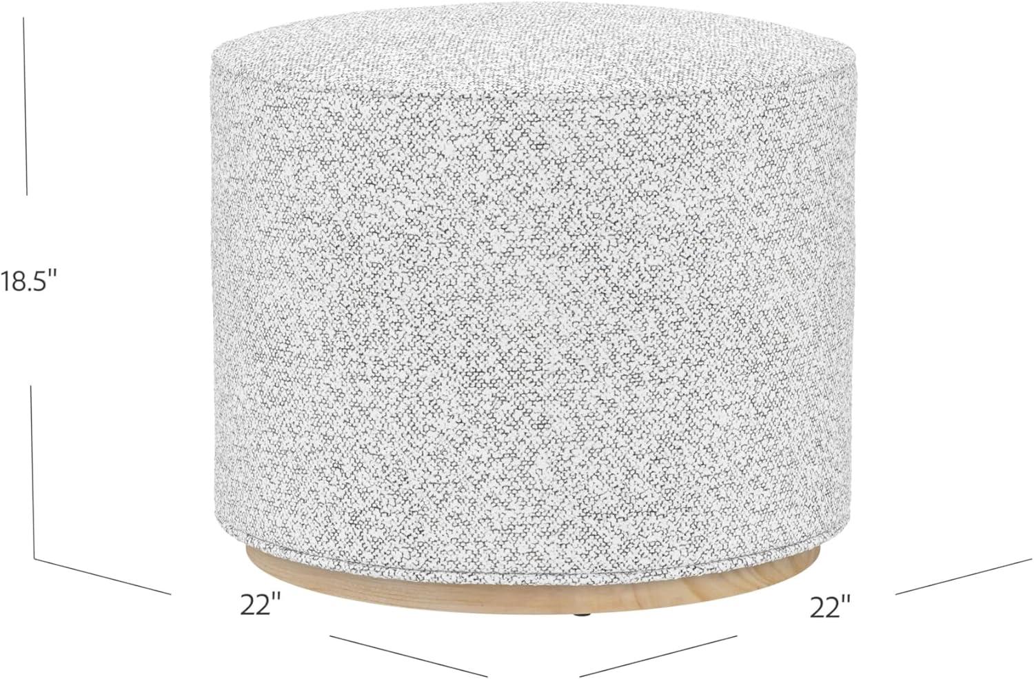 imageSpatial Order Faux Leather Ottoman with Wooden Base 22 Round Upholstered Footrest Sand Faux Leather Modern Accent Stool for Living Room amp BedroomCream Boucl With Gray Yarns