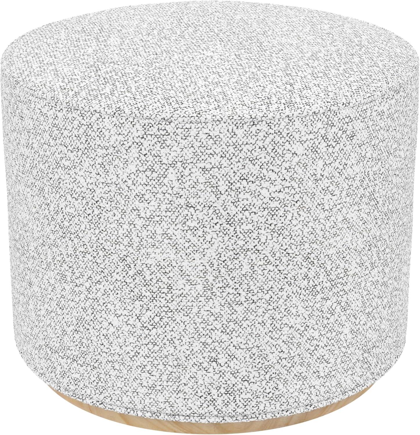 imageSpatial Order Faux Leather Ottoman with Wooden Base 22 Round Upholstered Footrest Sand Faux Leather Modern Accent Stool for Living Room amp BedroomCream Boucl With Gray Yarns