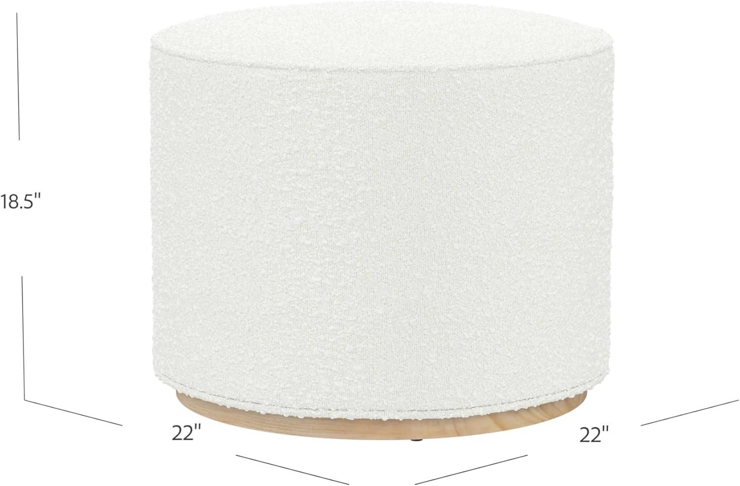 imageSpatial Order Faux Leather Ottoman with Wooden Base 22 Round Upholstered Footrest Sand Faux Leather Modern Accent Stool for Living Room amp BedroomCream Boucle