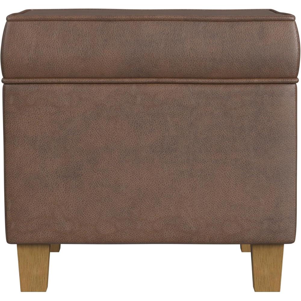 imageHomePop Cube Ottoman HomePop Home Dcor Square Ottoman Cream BoucleBrown Faux Leather