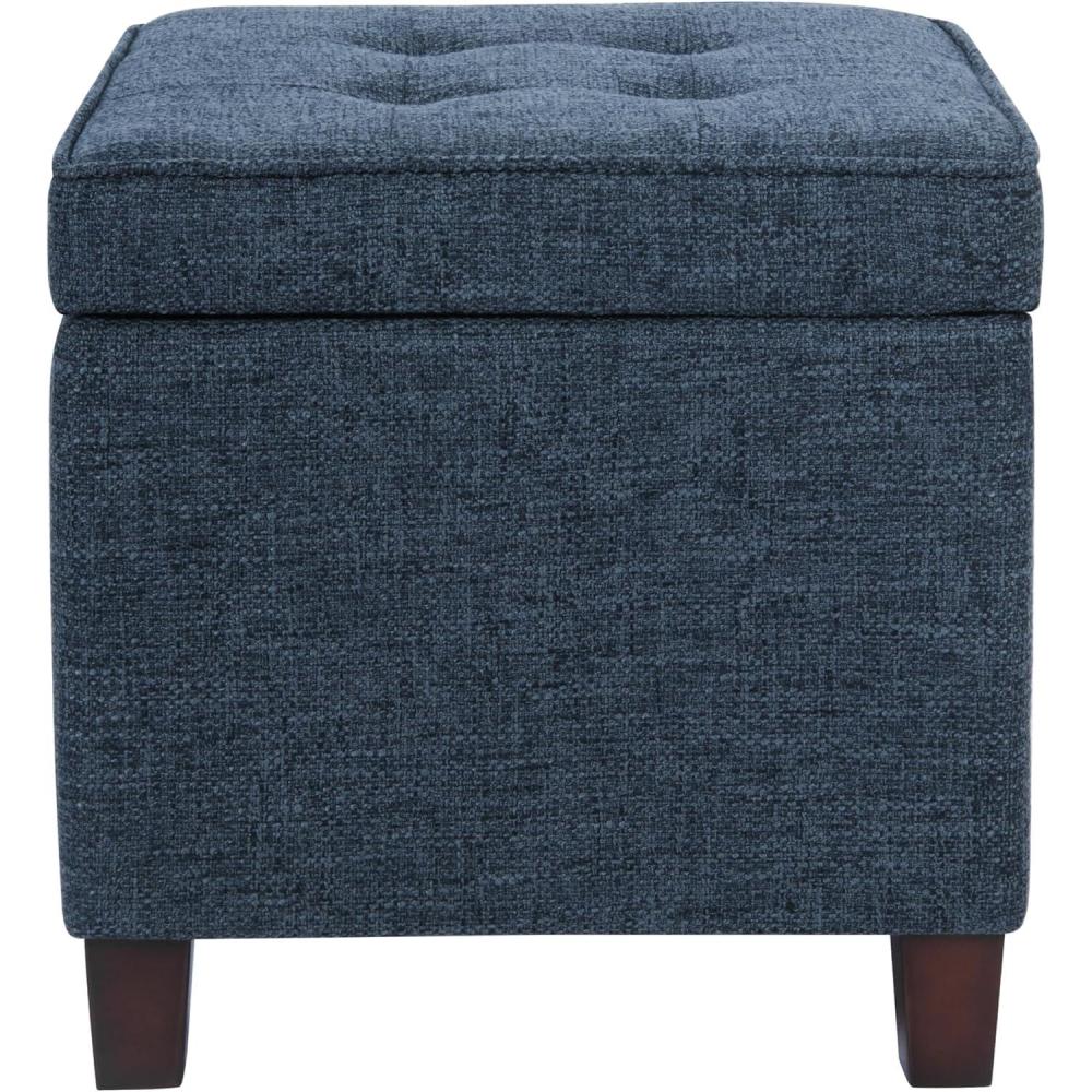 imageHomePop Cube Ottoman HomePop Home Dcor Square Ottoman Cream BoucleNavy