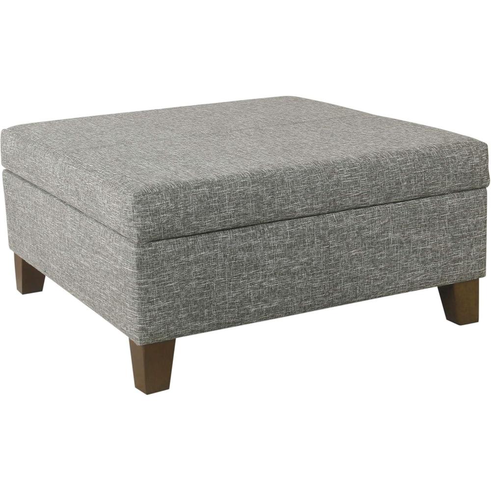 imageHomePop Home Decor Luxury Square 32 Storage Ottoman with Lift Off Lid Ottoman with Storage for Living Room amp Bedroom Slate Gray