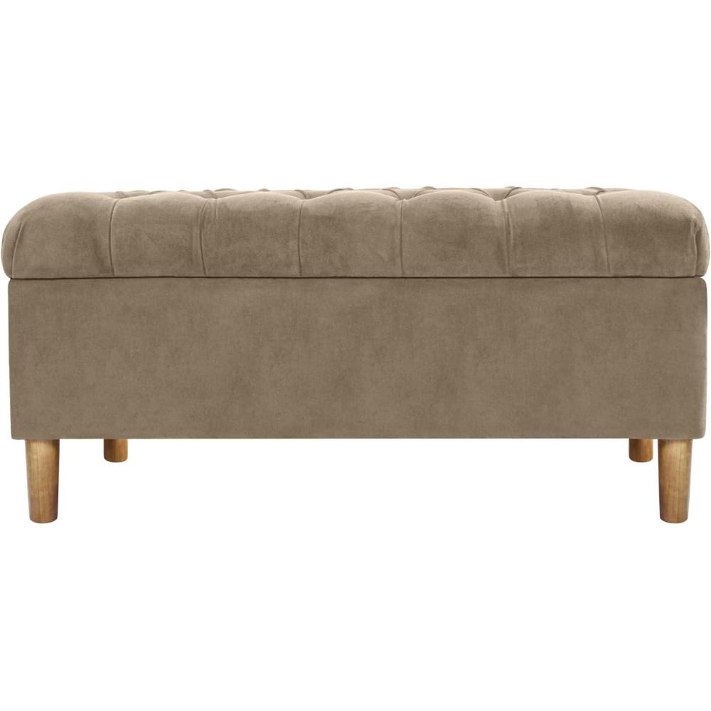 imageHomePop Large Upholstered Rectangular Storage Ottoman Bench with Hinged Lid NavyFawn Velvet
