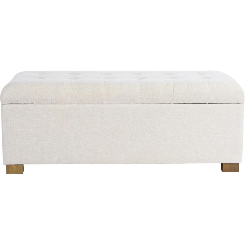 imageHomePop Large Upholstered Rectangular Storage Ottoman Bench with Hinged Lid NavyLight Gray