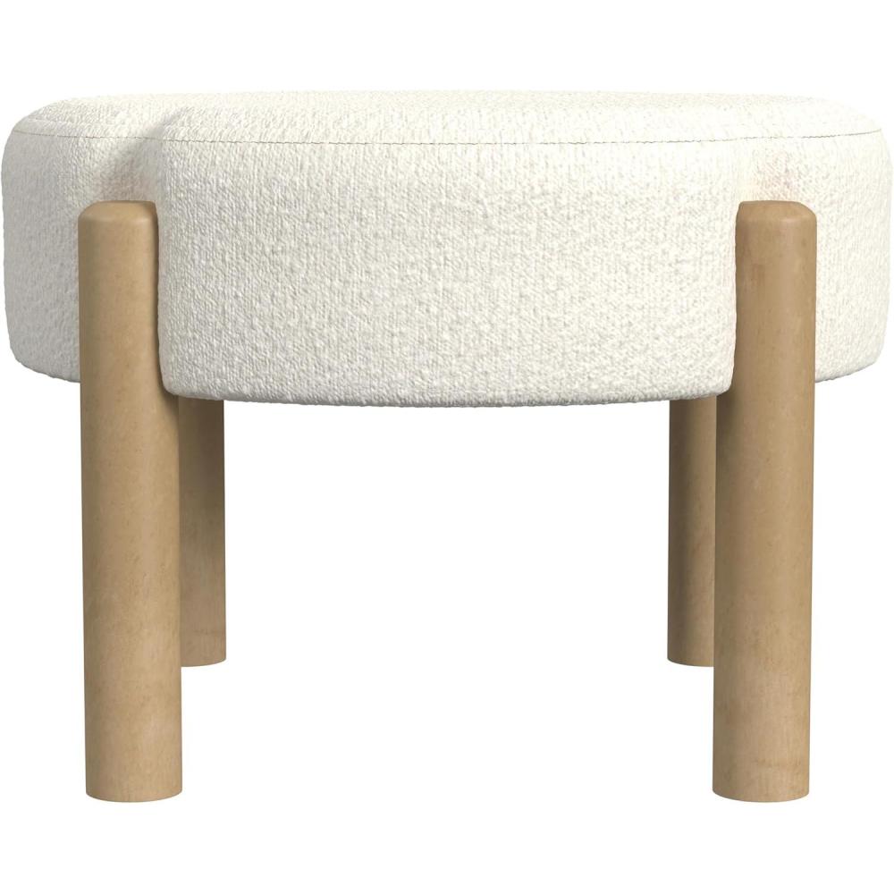 imageHomePop Luna Modern Round OttomanHomepop Home DcorOttoman for Living Room amp Bedroom  Cream Boucle