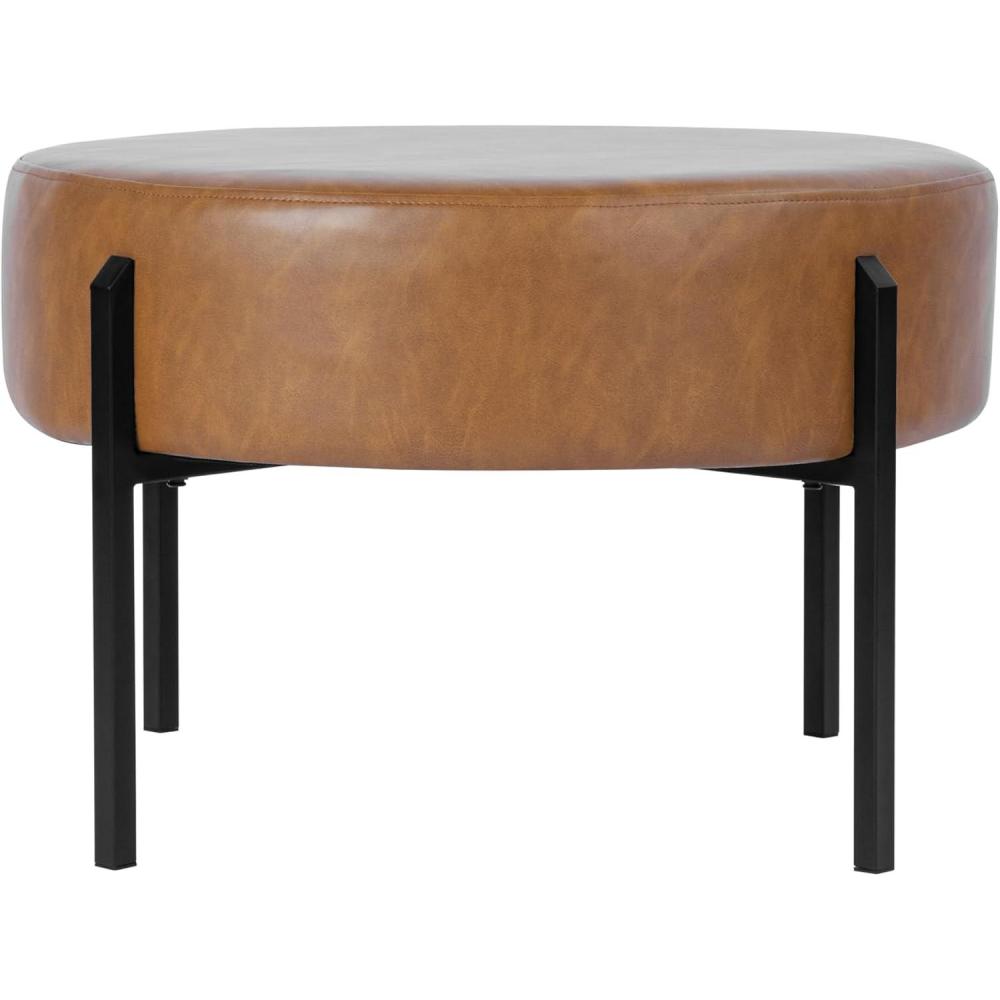 imageHomePop Luna Modern Round OttomanHomepop Home DcorOttoman for Living Room amp Bedroom Pink BoucleBrown