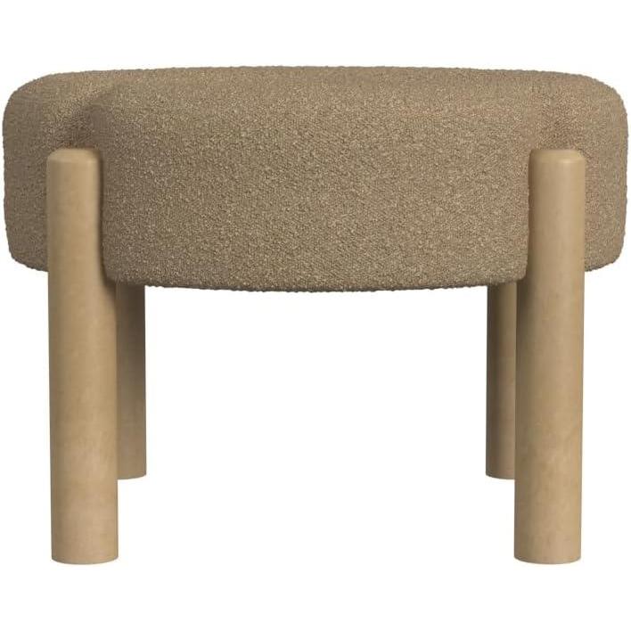 imageHomePop Luna Modern Round OttomanHomepop Home DcorOttoman for Living Room amp Bedroom Pink BoucleBrown Boucle