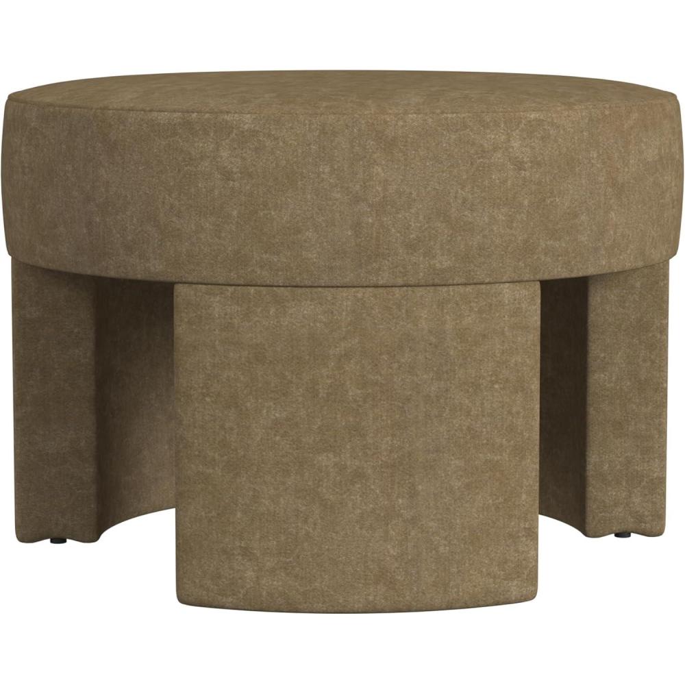 imageHomePop Luna Modern Round OttomanHomepop Home DcorOttoman for Living Room amp Bedroom Pink BoucleMocha Velvet