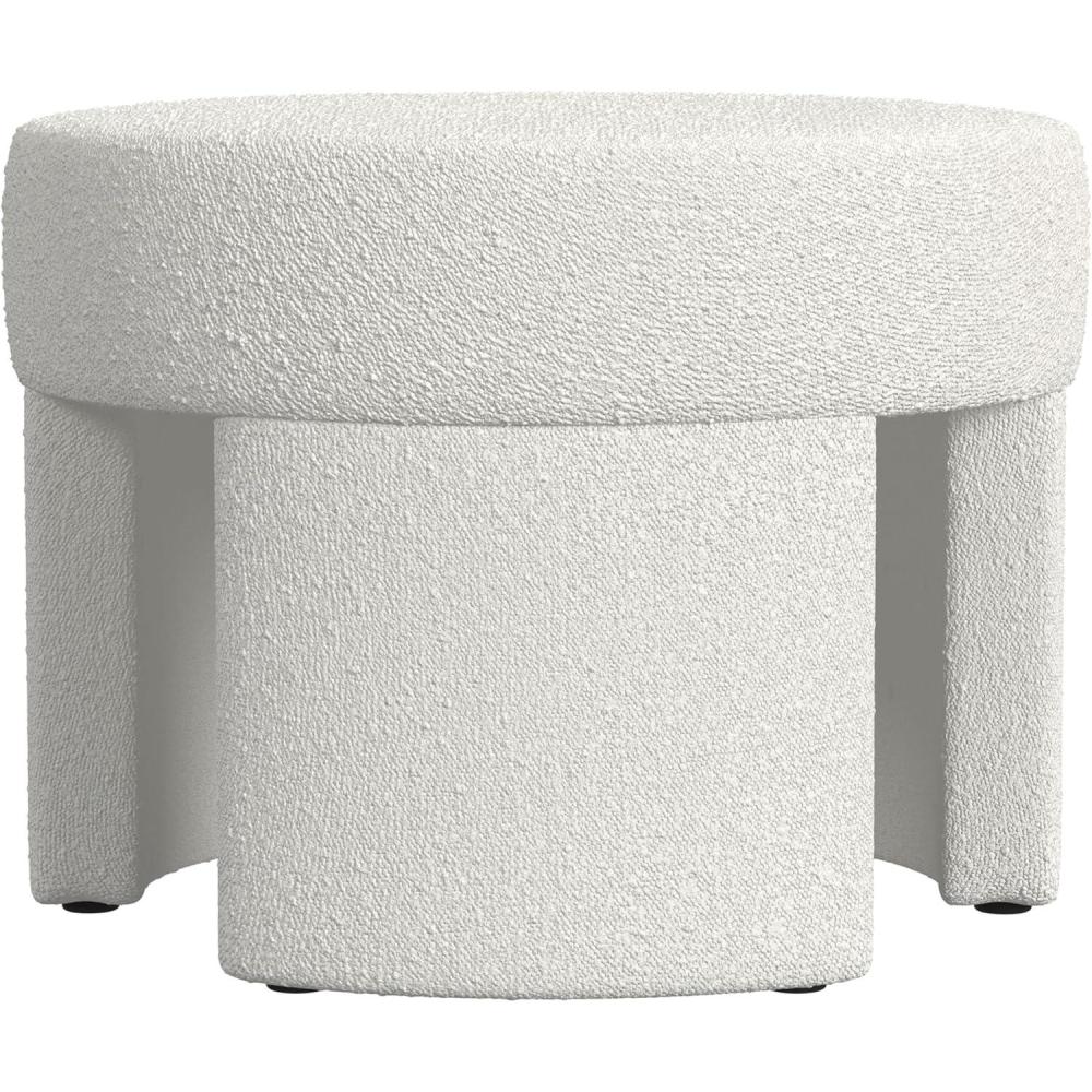 imageHomePop Luna Modern Round OttomanHomepop Home DcorOttoman for Living Room amp Bedroom Pink BoucleWhite Cream Boucle