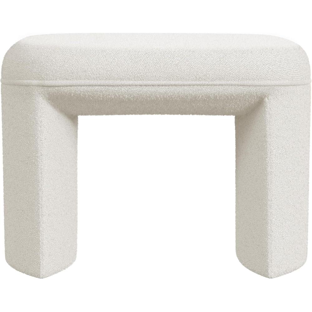 imageHomePop Modern Arch Velvet OttomanHomepop Home DcorOttoman for Living Room amp Bedroom Steel Blue VelvetCream White Boucle