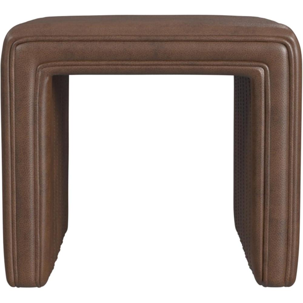 imageHomePop Modern Channel Tufted Faux Leather OttomanHomepop Home DcorOttoman for Living Room amp Bedroom Black Faux LeatherBrown Faux Leather