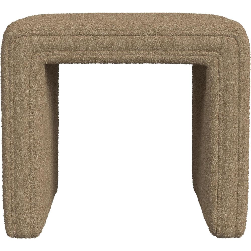 imageHomePop Modern Channel Tufted Velvet OttomanHomepop Home DcorOttoman for Living Room amp Bedroom GreenBrown Boucle